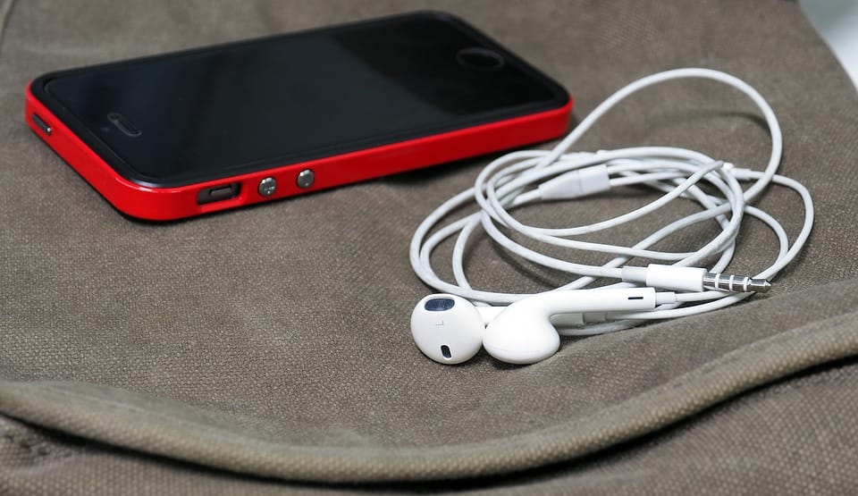 iPhone with headphones